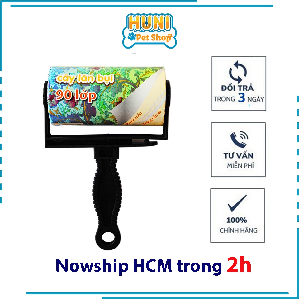 Cây lăn bụi quần áo, lăn lông chó mèo tiện dụng, độ dính cao, 90 lớp - Huni petshop