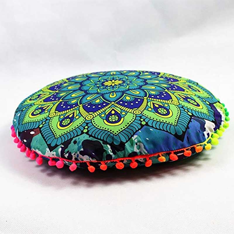 Vỏ gối hình tròn họa tiết hoa phong cách Bohemian