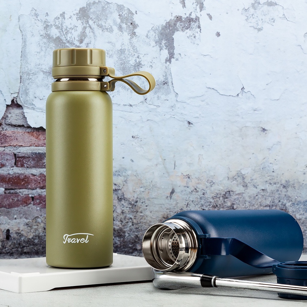 Bình Giữ Nhiệt Travel 1100ML, Chất Liệu Inox SUS 304, Giữ Nóng Lạnh Trên 8 Giờ