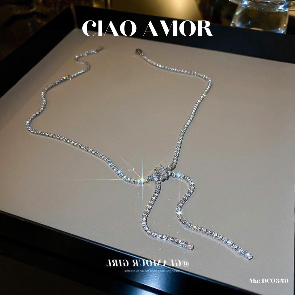 Choker đính đá, Chocker nữ, Dây chuyền đính đá dự tiệc dây mảnh thắt Trang sức Ciao Amor - DC0359