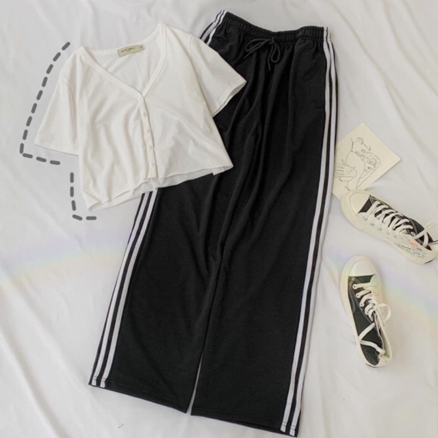 Quần ống rộng 🔺FREESHIP🔺 Quần Ống Rộng 2 Line Unisex Nam nữ [quần nữ giá rẻ] | BigBuy360 - bigbuy360.vn