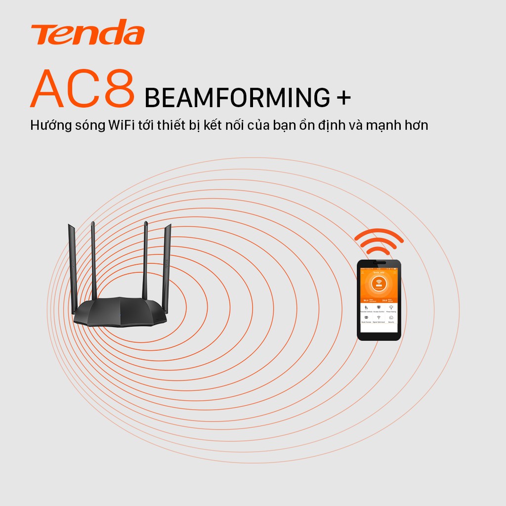 Tenda Thiết bị phát Wifi AC8 Chuẩn AC 1200Mbps - Hãng phân phối chính thức | BigBuy360 - bigbuy360.vn