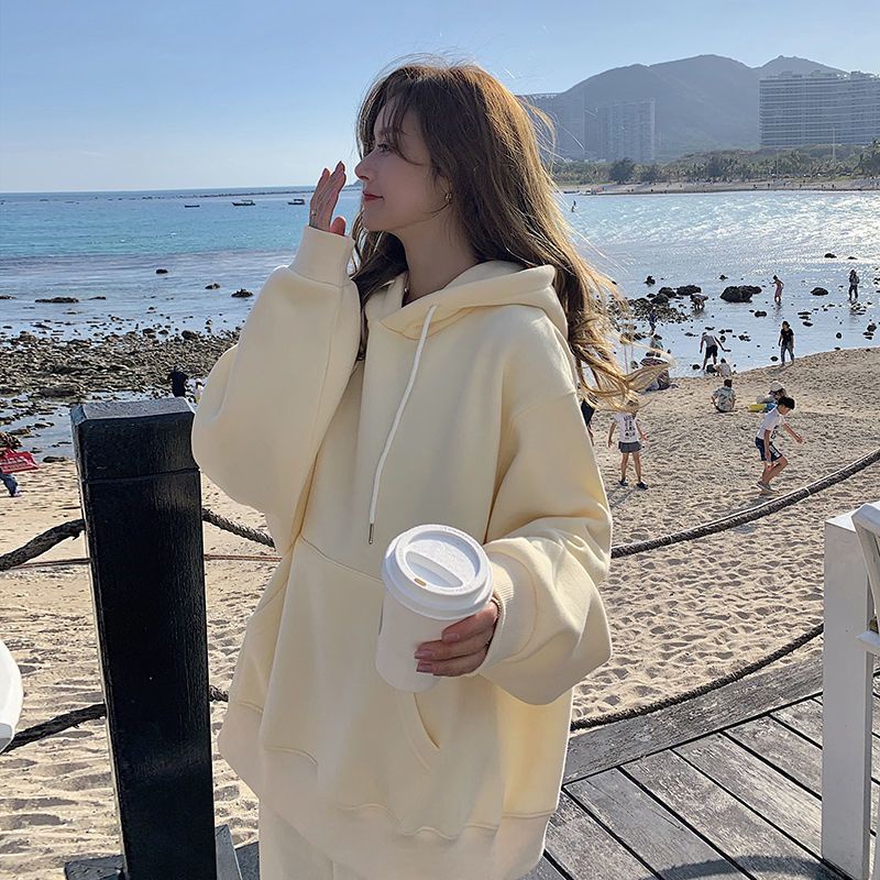 Áo hoodie nữ có lót nỉ ấm áp có ảnh chụp cận chất