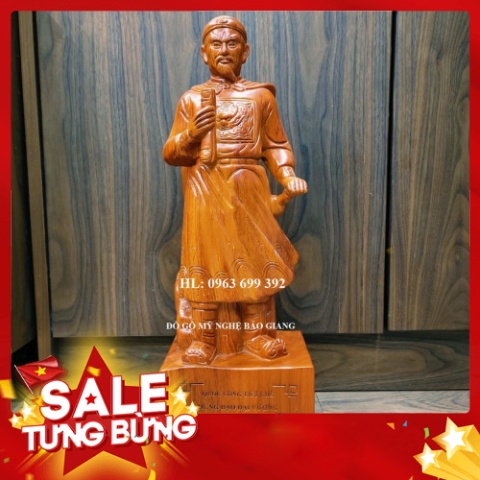 Tượng Hưng Đạo Vương - Trần Quốc Tuấn cao 50 cm gỗ hương