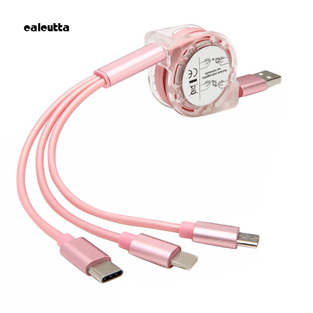 Cáp sạc nhanh 3 trong 1 với cổng Micro USB Type C cho điện thoại Android