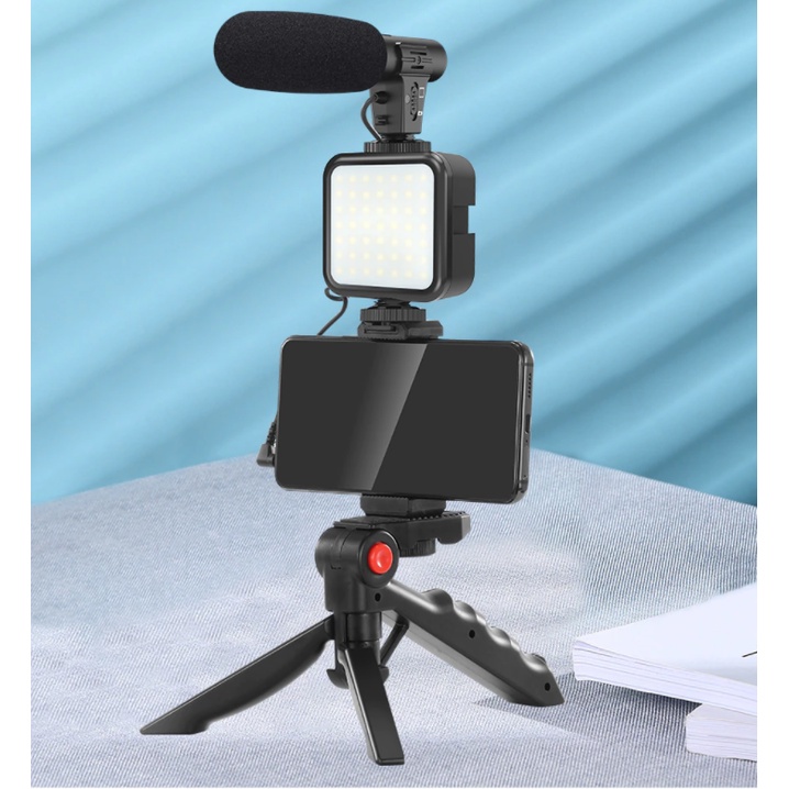 Trọn Bộ Chuẩn Hình Giá Đỡ Kẹp Thoại Thoại Máy Ảnh Chuyên Nghiệp - Tích Hợp Micro Thu Âm - Đèn Led Trợ Sáng - Vlog Kit