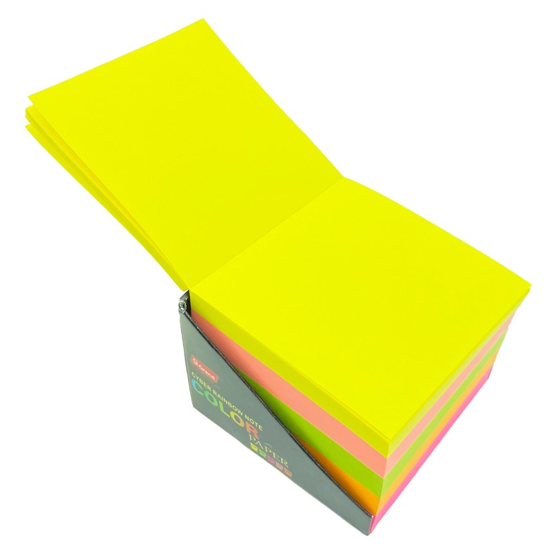 Giấy Note Màu Dạ Quang Grand hộp 600 tờ, kích thước 76*76mm 5 màu