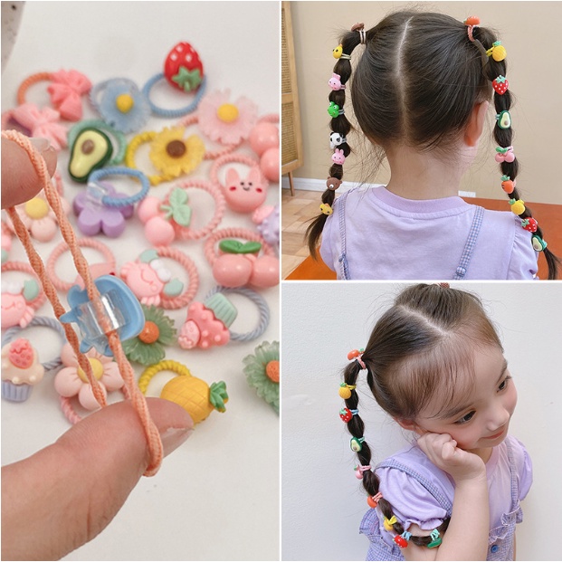 Set 10 Dây buộc tóc công chúa, cột tóc dễ thương cho bé gái