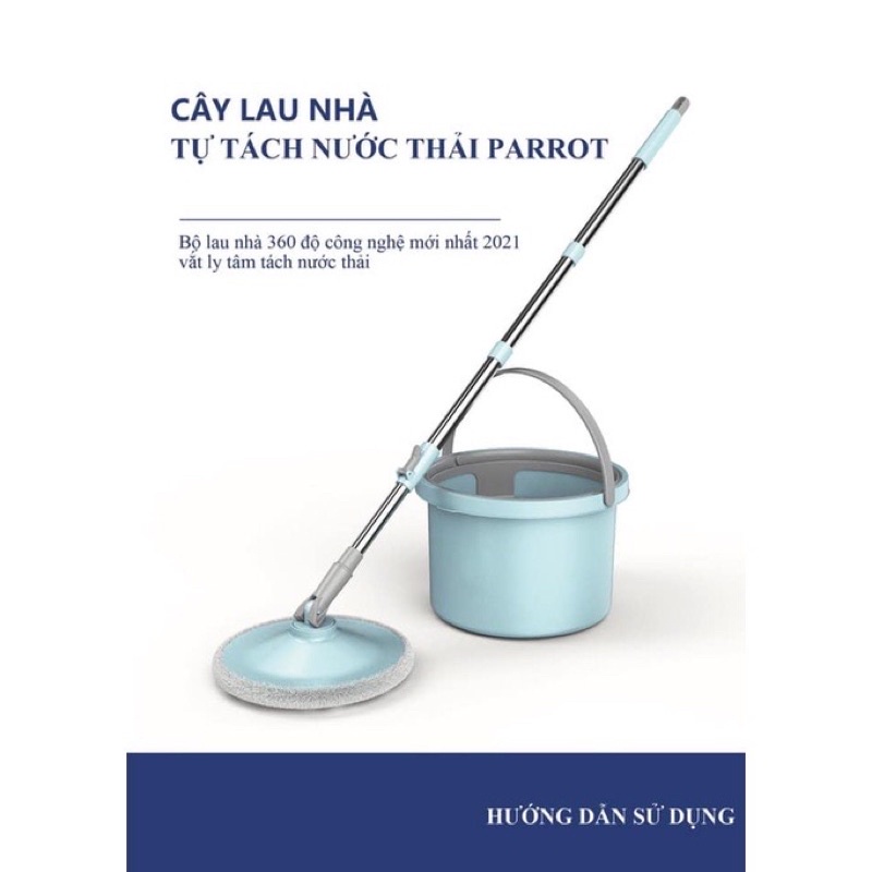 Chổi lau nhà tự vắt thông minh xoay 360 độ chổi lau thấm hút nước  (Tặng kèm bông lau)