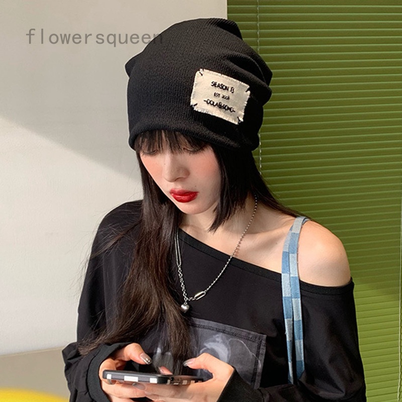 flowersqueen Nón Len Trùm Đầu Thêu Chữ Thời Trang Unisex