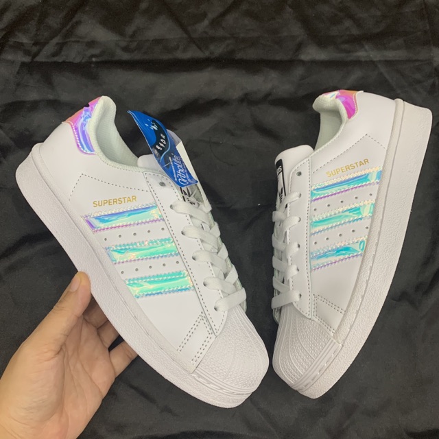 Giầy trắng sọc ngọc trai cao cấp fullbox