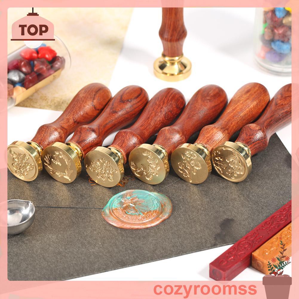 Sáp Retro DIY Wax Seal Plant Print Fire Painting Envelope Wedding Palace Stamp