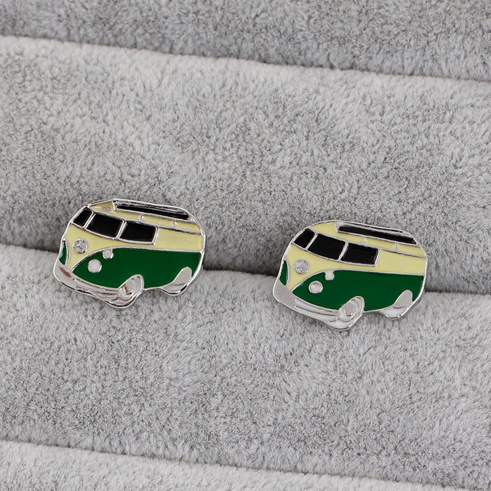 B1128 Fashion Creative Green bus cufflinks