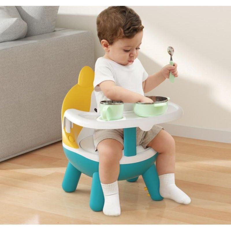 Ghế ăn dặm đa năng hình trứng  2n1, chất liệu nhựa cứng PVC an toàn cho bé
