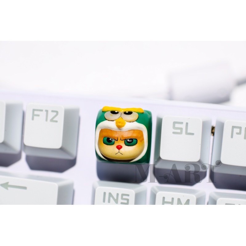 Keycap - Nút Bàn Phím Gaming - Nút Bàn Phím Cơ Mặt Mèo Hờn Dỗi  - Chim Xanh Lá - KC026