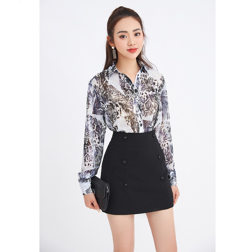 Chân váy chữ A ngắn 92WEAR 2 màu, đủ size, đính cúc trang trí JAA1216 | BigBuy360 - bigbuy360.vn