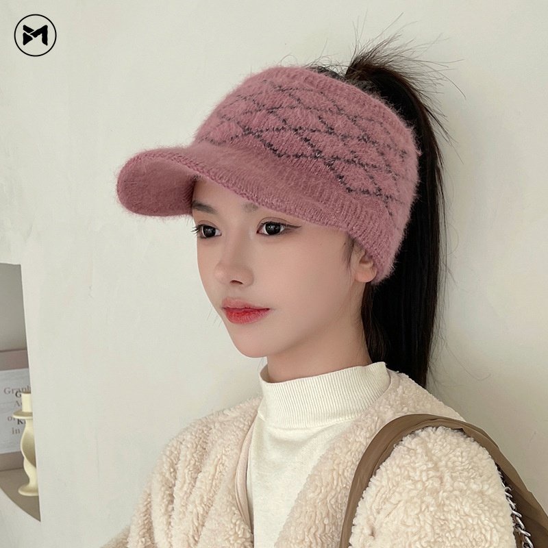 Mũ Len Trùm Tai Giữ Ấm Họa Tiết Kim Cương Thời Trang Thu Đông Mới