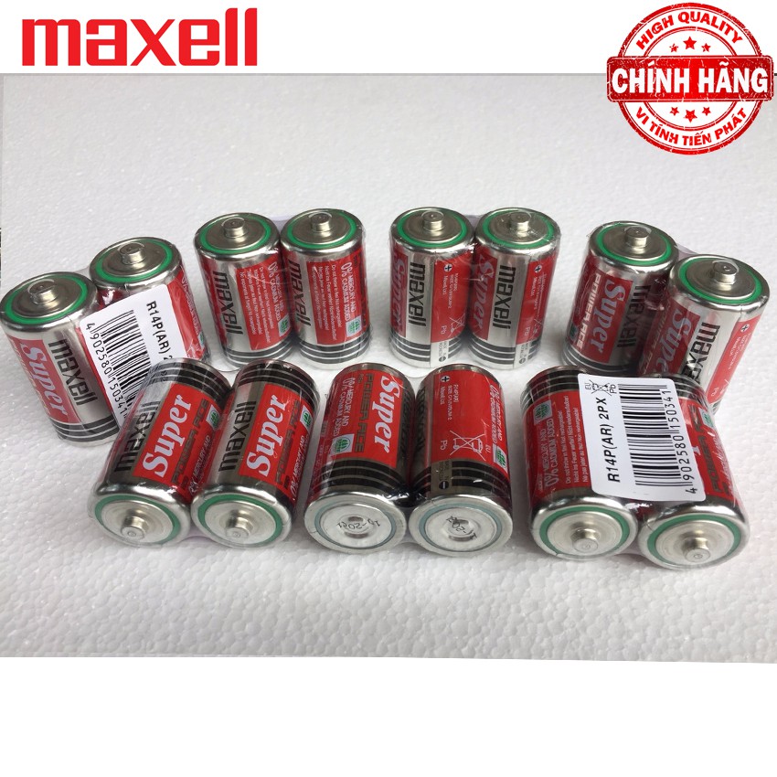 Bộ 10 viên Pin trung C R14P Maxell Super Power 1.5V - Maxell dùng cho bếp ga, đồng hồ, đèn pin...