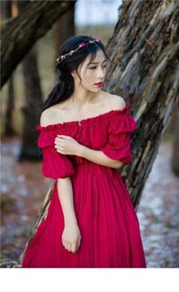 Đầm maxi trễ vai tay nơ xinh xắn 3 màu (đỏ/đen/trắng) <3 - kèm video cận vải