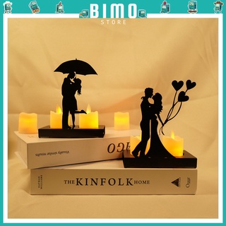 Khay đựng nến thơm phụ kiện trang trí đèn cầy thơm decor đôi tình nhân bằng kim loại mềm-Bimo.store