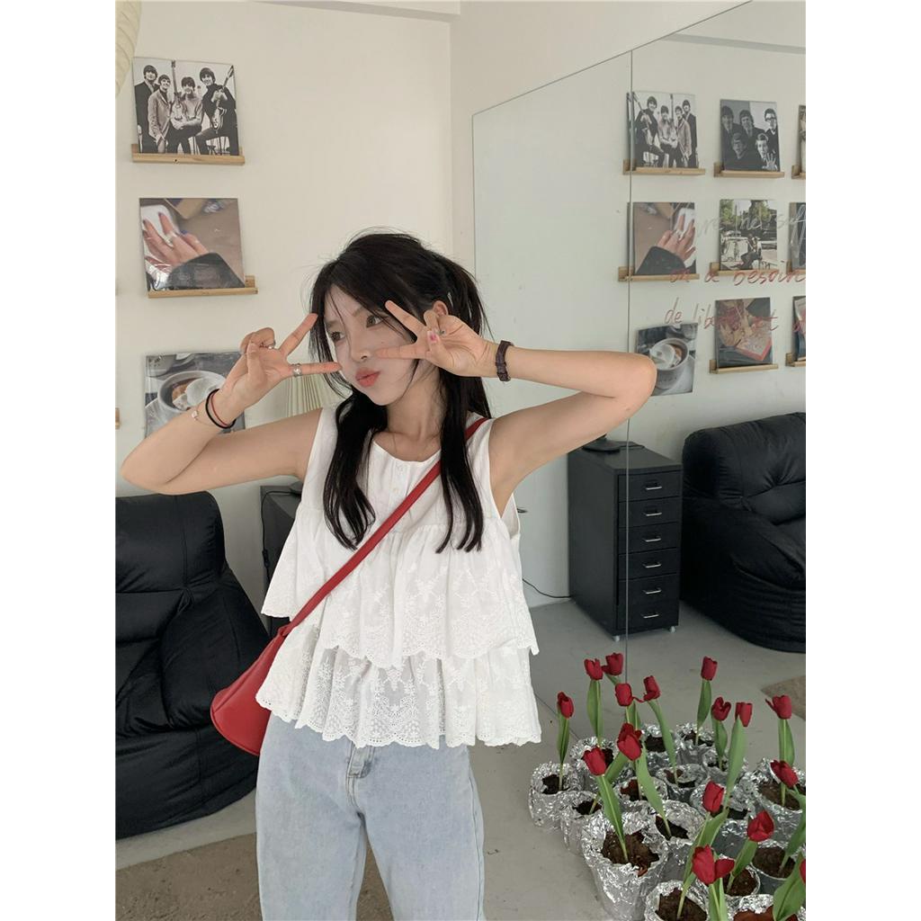 Áo Sát Nách Dáng Rộng Viền Ren Thời Trang 63444