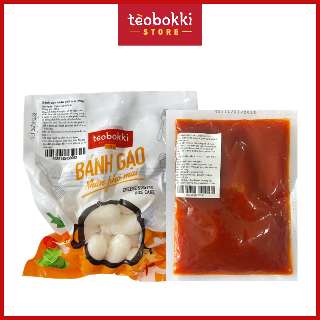 Combo tokbokki nhân phô mai kèm sốt - Bánh gạo nhân phô mai Tèobokki