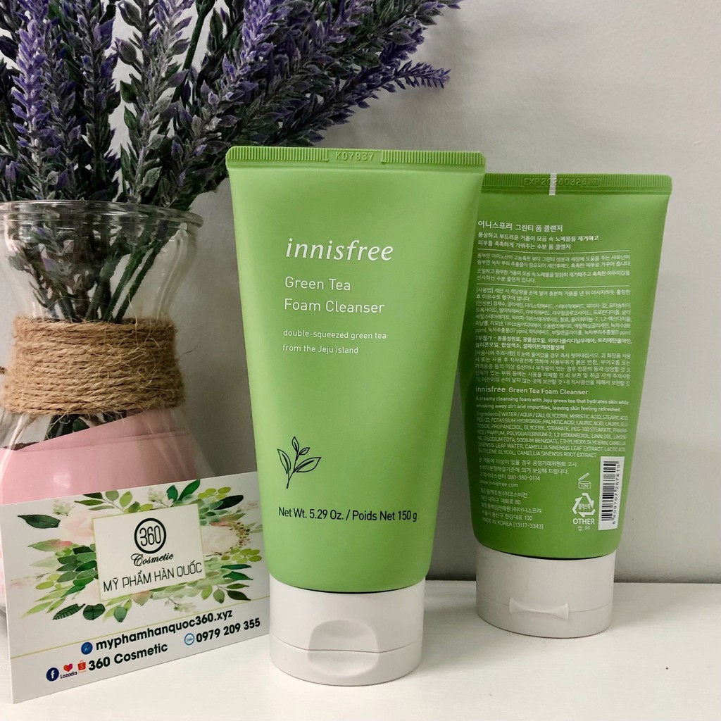 Sữa rửa mặt trà xanh Innisfree Green Tea Foam Cleanser/ Hydrating Amino Acid Cleansing Foam 150g