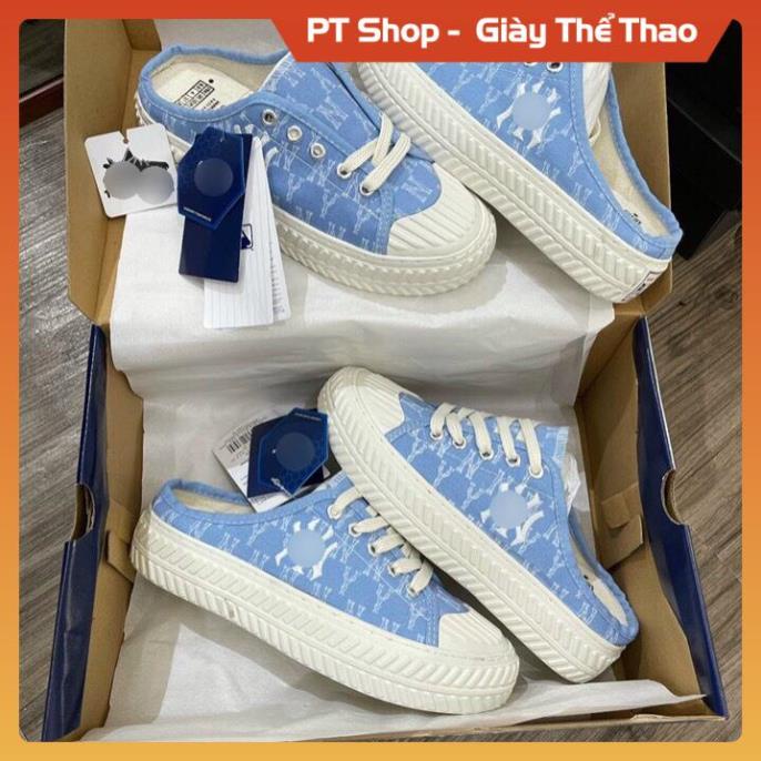 [FreeShip] Giày M.L.B sục xanh biển nhạt ny Full hộp, Giầy M.L.B Sneaker đặp gót xanh da trời ny boston full box bill