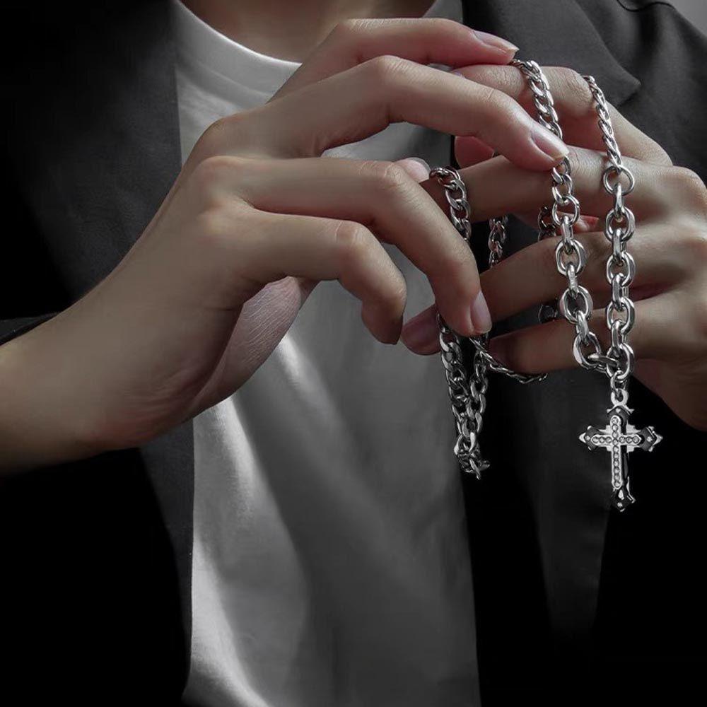 Vòng cổ Thép Titan Dày Phong Cách Punk Vintage Sáng Tạo Cho Nam