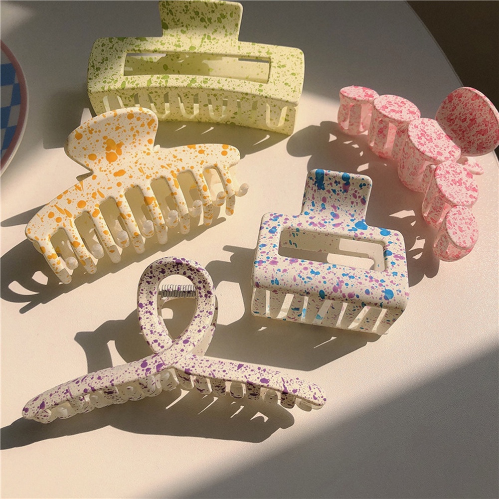 Kẹp Tóc Càng Cua Bằng Nhựa Họa Tiết Hình Học Nhiều Màu Sắc Cỡ Lớn Cho Nữ