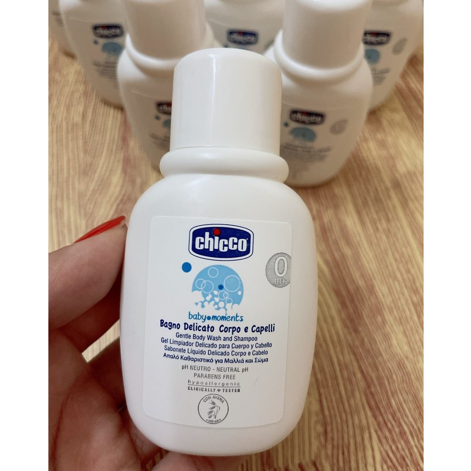 Sữa tắm gội chicco 50ml 0M+ chiết xuất yến mạch