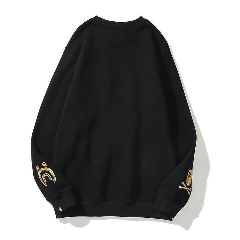 Áo sweater cổ tròn thêu hình Bape thời trang
