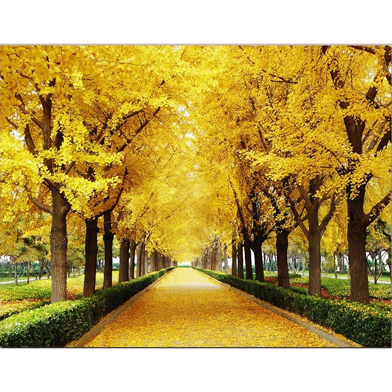 Giấy Dán Tường Tự Dính Họa Tiết Hoa Anh Đào / Phong Cảnh Màu Vàng Kim Tùy Chỉnh Trang Trí Phòng Khách / Phòng Ngủ