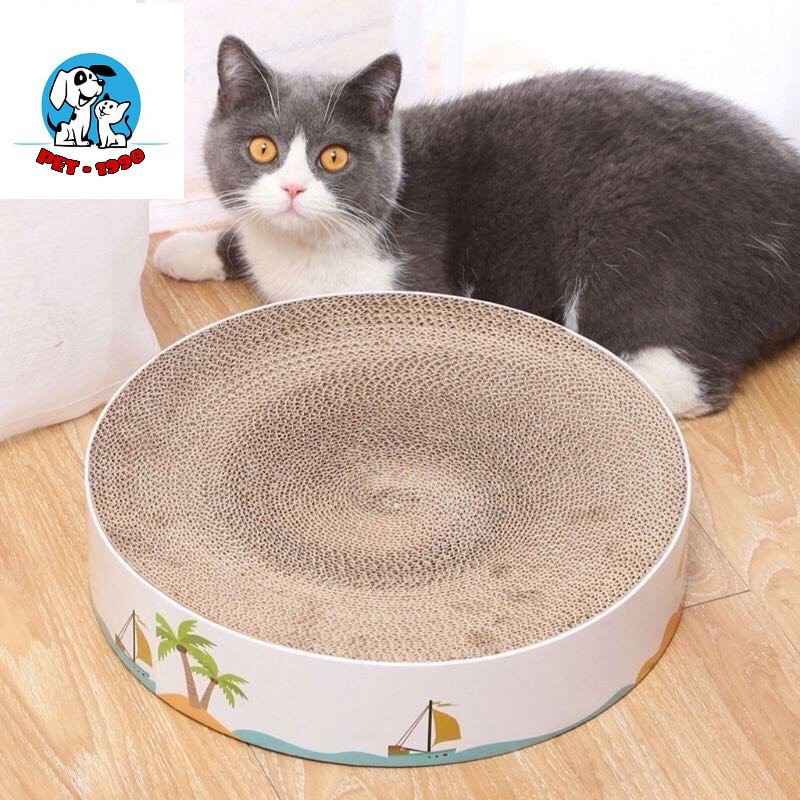 Bàn Cào Móng Hình Tròn - Ổ Nằm Cho Mèo (tặng 1 gói catnip giúp mèo thư giãn)