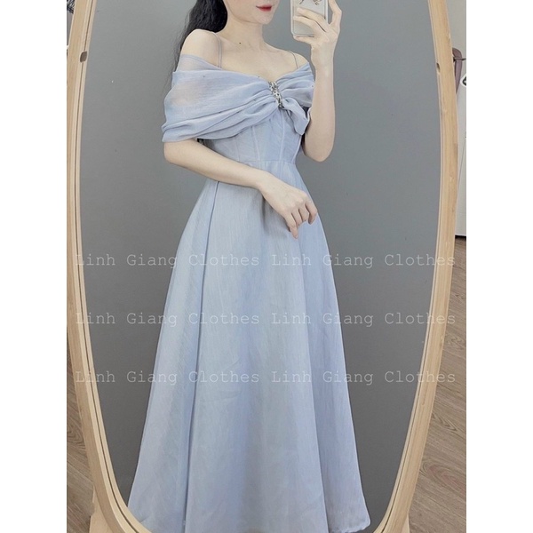 Váy trễ vai công chúa 2 màu đi tiệc siêu hot