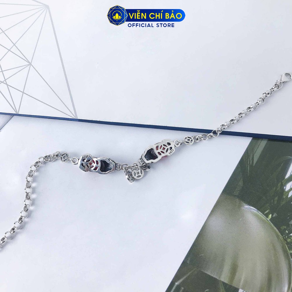 Lắc tay bạc nữ tỳ hưu đôi kim tiền bạc Thái 925 thời trang phụ kiện trang sức nữ Viễn Chí Bảo L000211