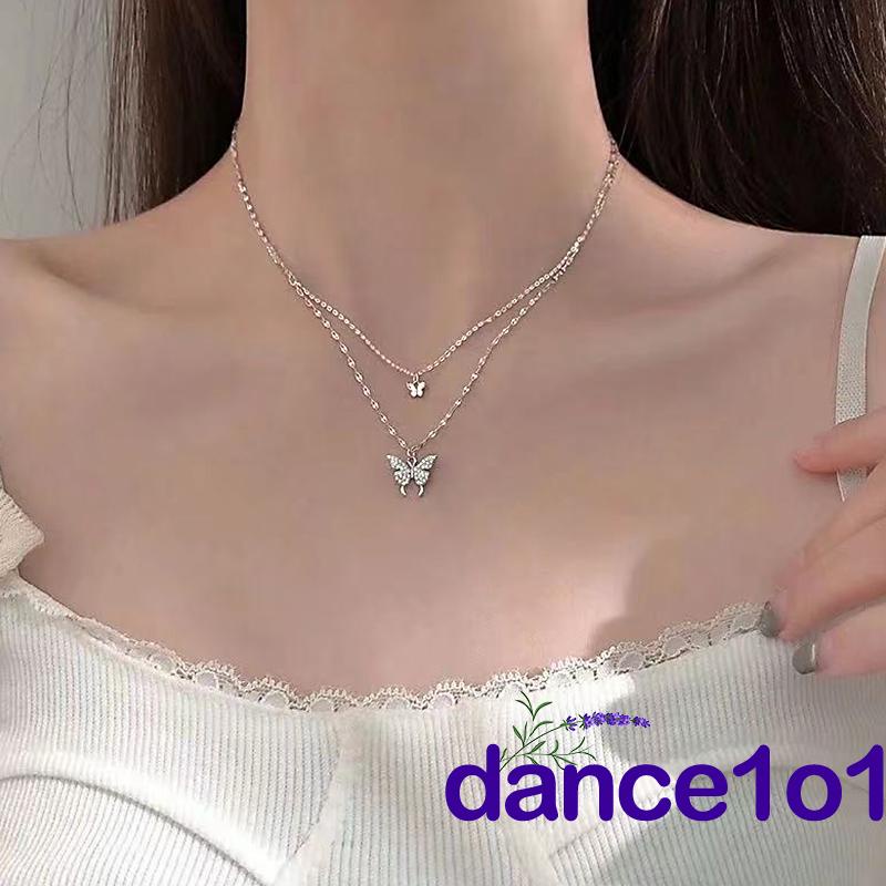 Vòng cổ hai lớp mặt hình bướm đính đá thời trang cho nữ