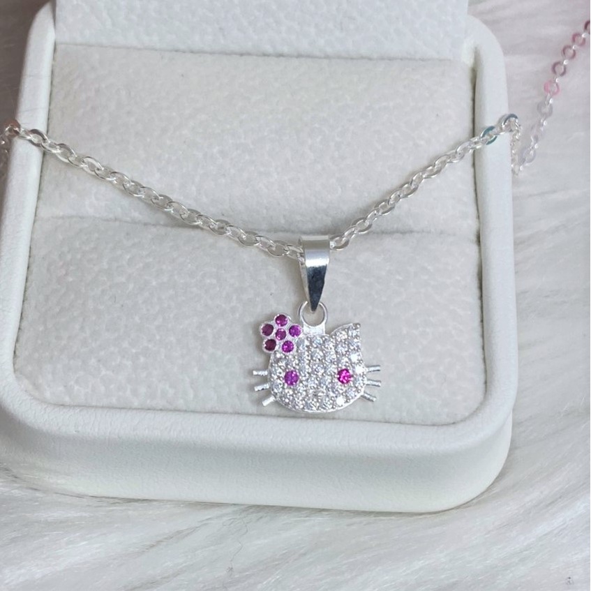Dây chuyền bé gái mặt hình mèo kytty, chất liệu bạc ta cao cấp - Trang sức bạc Evasilver
