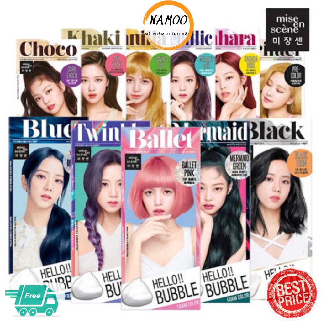 [FreeShip]Thuốc Nhuộm Tóc BlackPink/ Thuốc Nhuộm Tóc Tại Nhà Dạng Bọt Mise en Hello Bubble