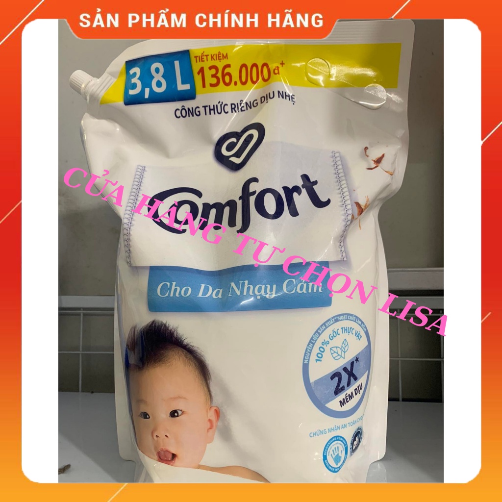 Nước xả Comfort cho da nhạy cảm túi 3,8L