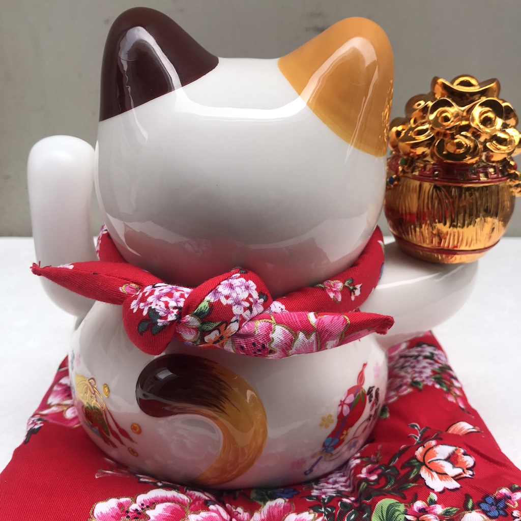 Mèo thần tài vẫy tay đại phú đại quý cao 18cm, quà tặng tân gia, quà khai trương