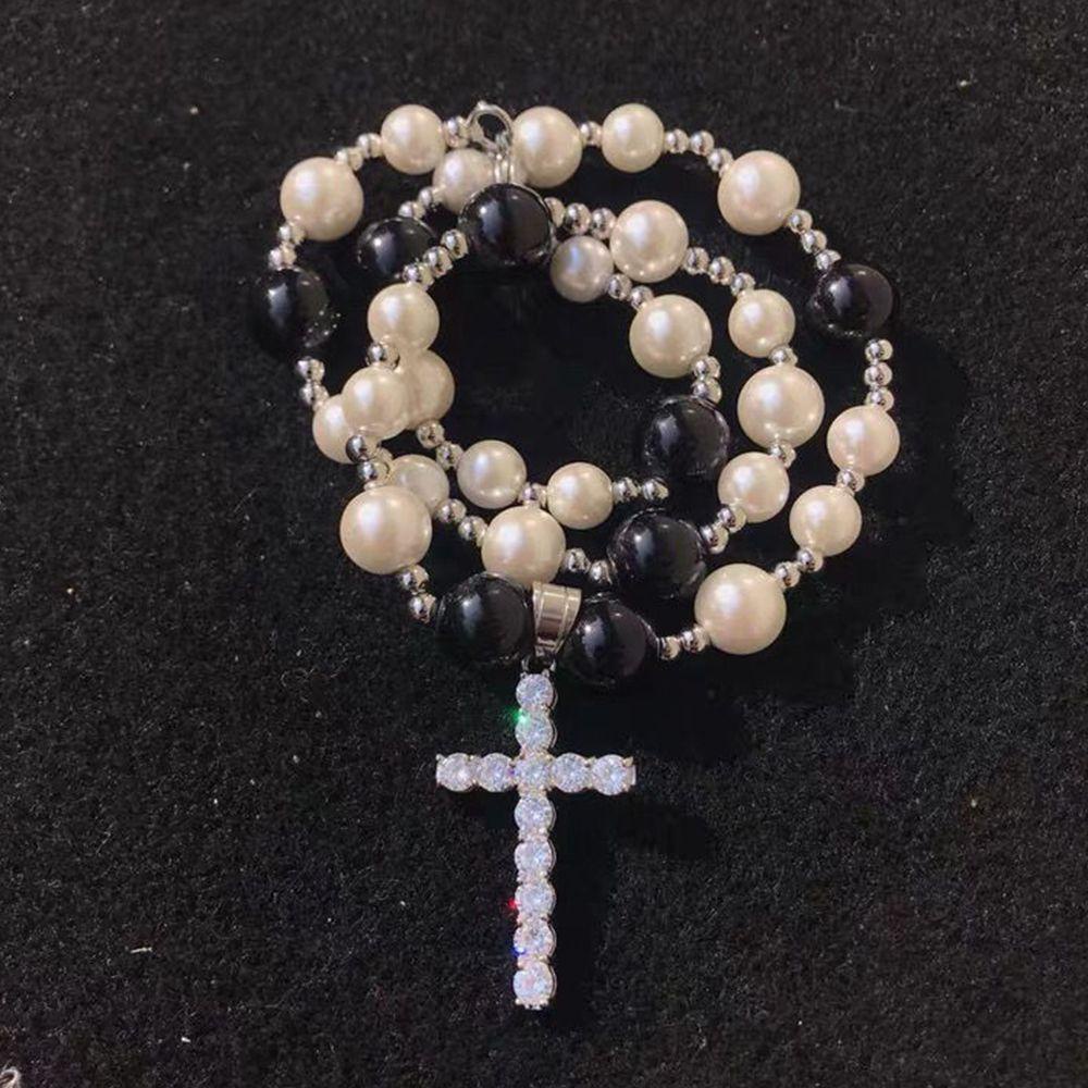 AROMA Vòng cổ Hợp Kim Mặt Thánh Giá Đính Đá Thời Trang Cho Nam Nữ