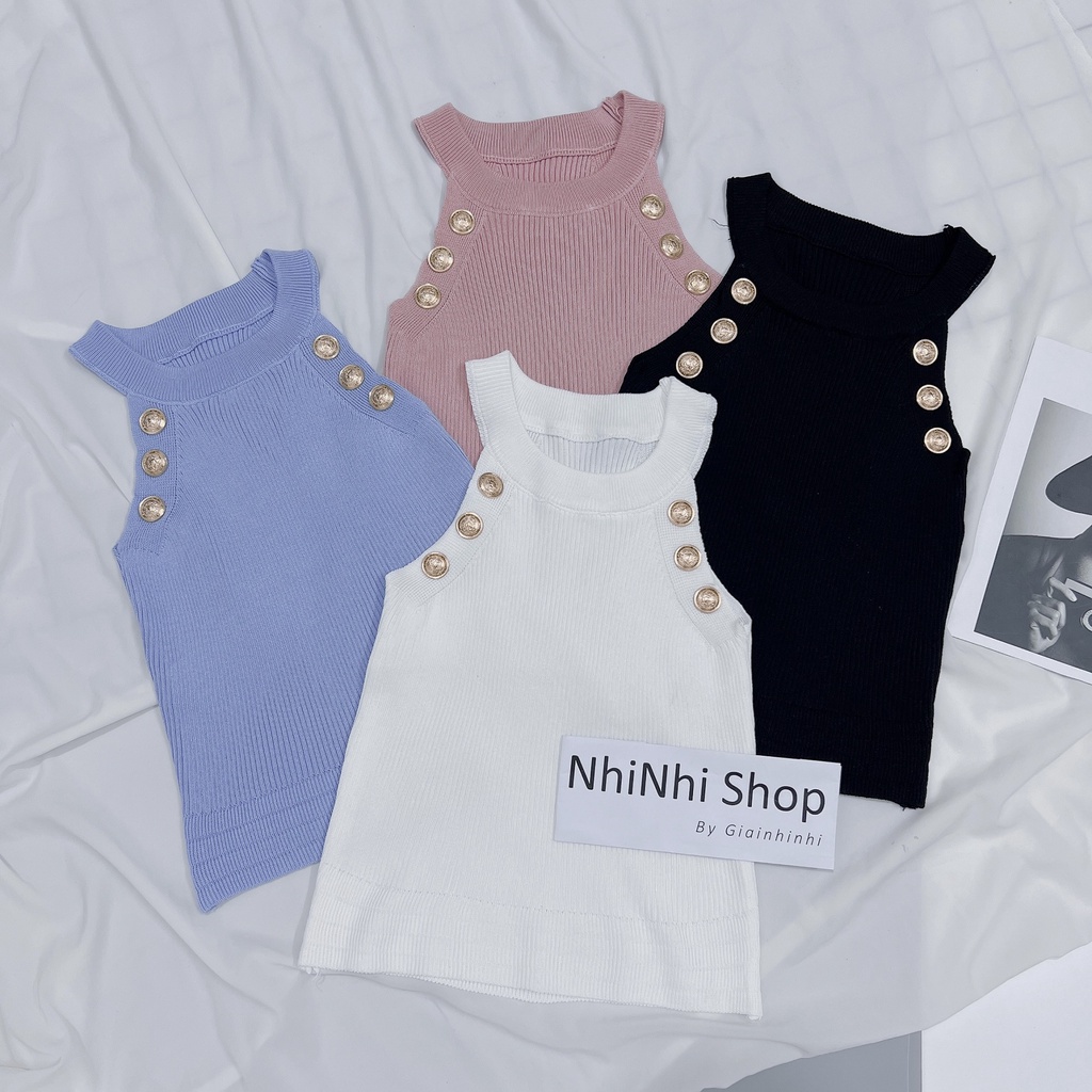 Áo yếm sexy len mongtoghi viền khuy đẹp, Áo kiểu dáng ôm body AL6042 - NhiNhi Shop
