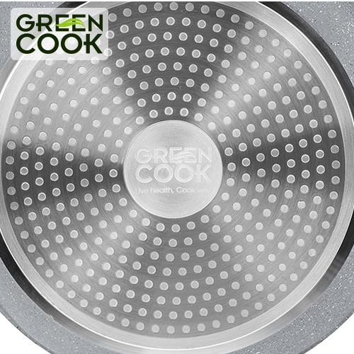 Chảo đáy từ vân đá chống dính GREEN COOK 20-22-24-26-28-30 cm tay cầm chịu nhiệt - Hàng chính hãng greencook