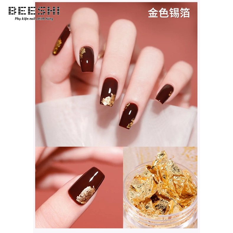 Giấy bạc nail, giấy nhún trang trí móng set 12 ô-beeshi shop nail