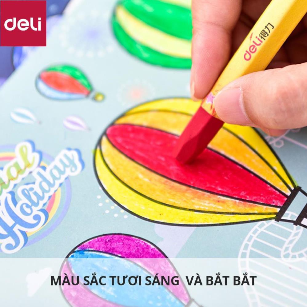 Bút sáp dầu học sinh hộp nhựa Deli - 12/18/24 màu - 72090/72091/72092 [Deli]