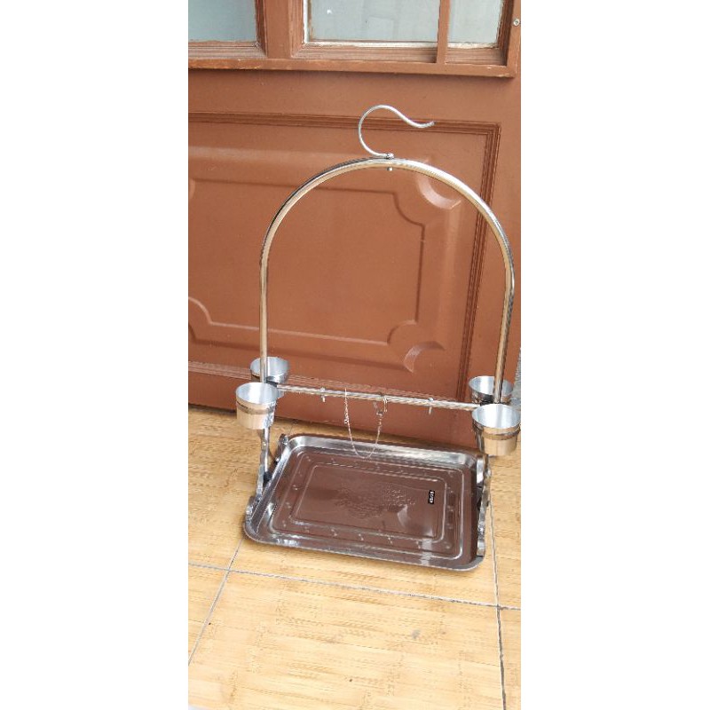 1 BỘ CẦU ĐỨNG LỚN 55x40 kèm xích nhuyễn 0.8 và vòng chân cho vẹt