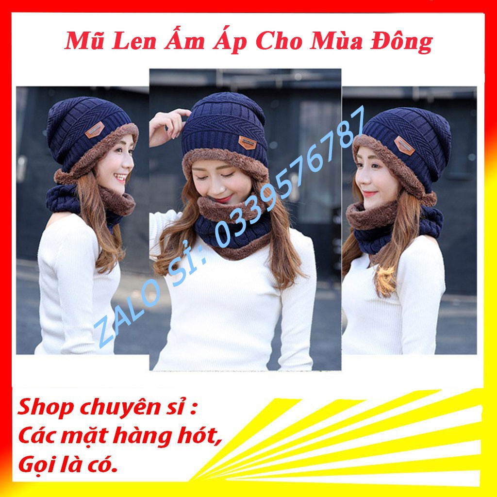 SET KHĂN MŨ LEN NAM NỮ LÓT NỈ CỰC ẤM THỜI TRANG ( HOT 2021 )