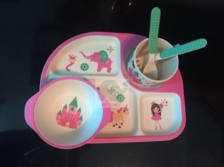 Set khay bát ăn dặm sợi Tre