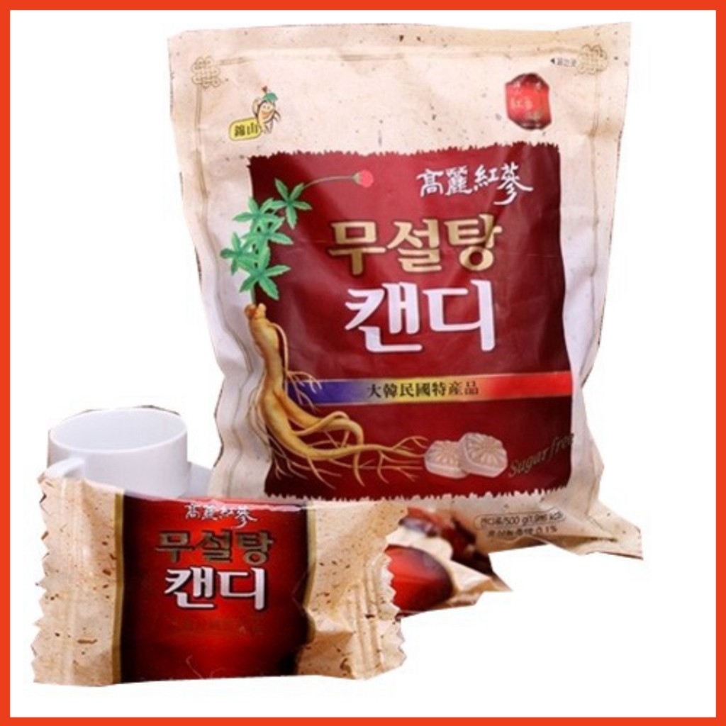 Kẹo sâm không đường Hàn Quốc 500g (túi vàng đỏ)